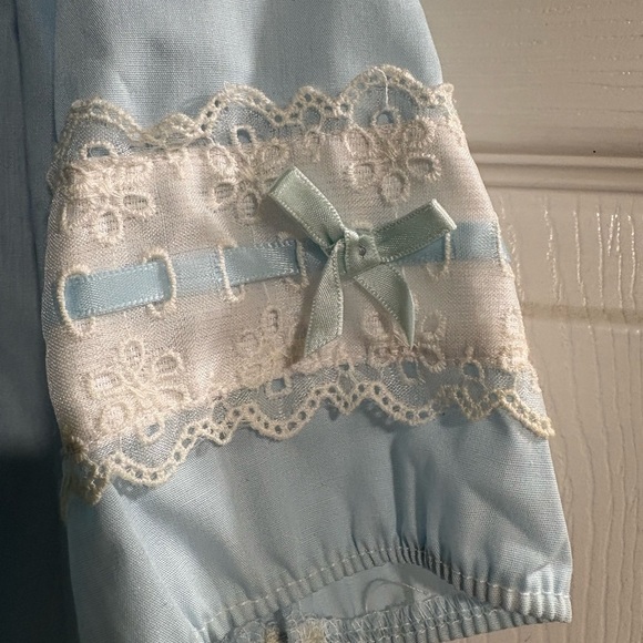 Alexis Sky Blue Baby VINTAGE Dress with Lace & Embroidery Accents 18 months - Picture 3 of 5